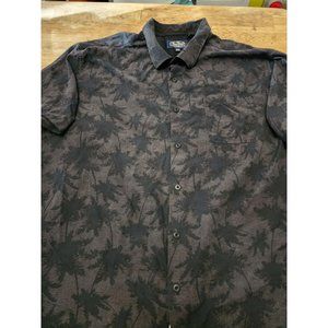 Nat Nast Silk Blend Black Palm Tree Print Hawaiian Shirt Men's 2XL Short Sleeve